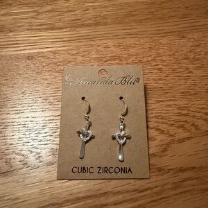 Silver Cross Drop Earrings